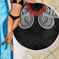 Samoan Traditional Art Tattoos Beach Blanket Tatau Tribal Motifs with Ula Fala Black LT03 - Polynesian Pride