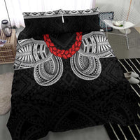 Samoan Traditional Art Tattoos Bedding Set Tatau Tribal Motifs with Ula Fala Black LT03 - Polynesian Pride