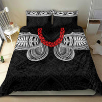 Samoan Traditional Art Tattoos Bedding Set Tatau Tribal Motifs with Ula Fala Black LT03 - Polynesian Pride