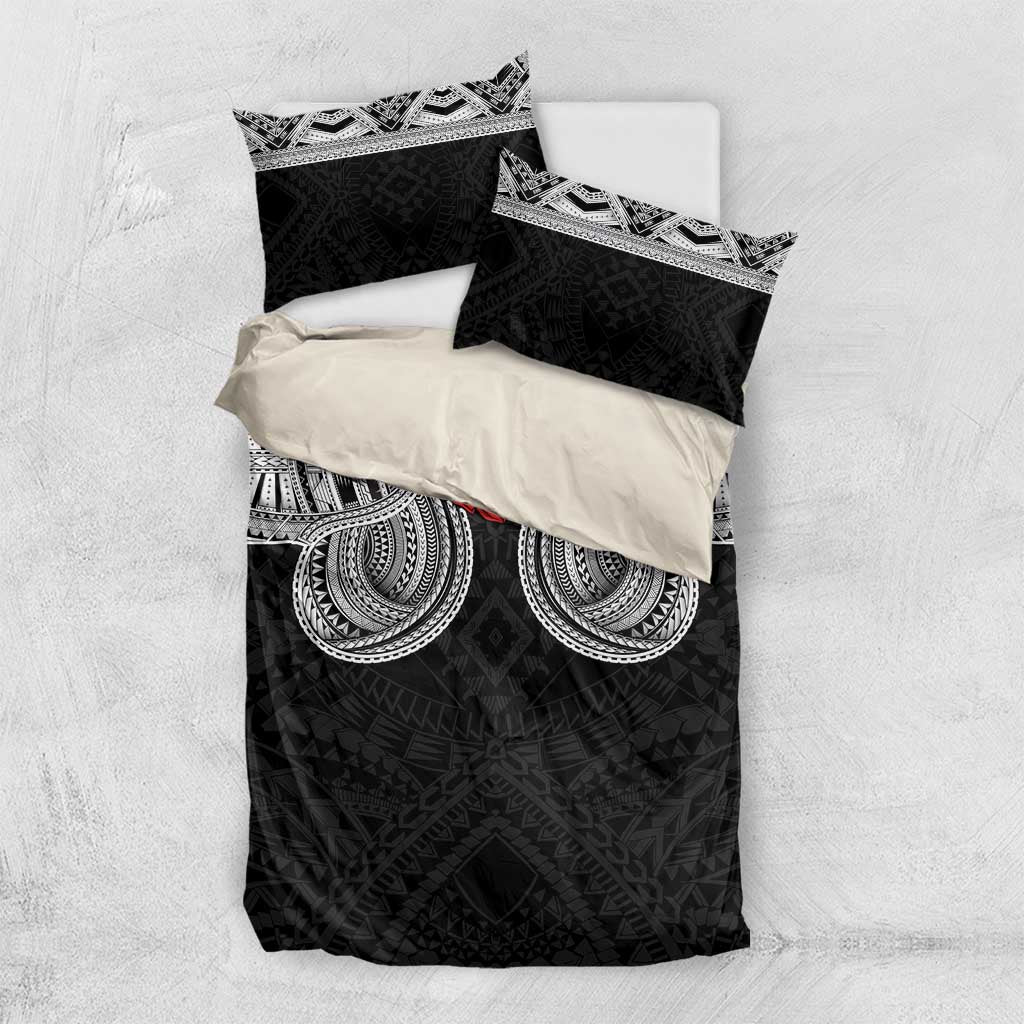 Samoan Traditional Art Tattoos Bedding Set Tatau Tribal Motifs with Ula Fala Black LT03 US Twin 172cm x 218cm Black - Polynesian Pride