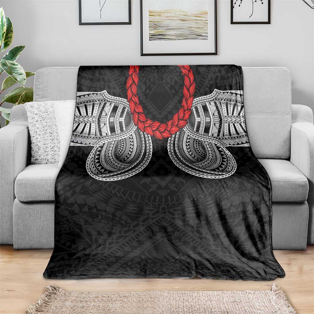 Samoan Traditional Art Tattoos Blanket Tatau Tribal Motifs with Ula Fala Black LT03 - Polynesian Pride