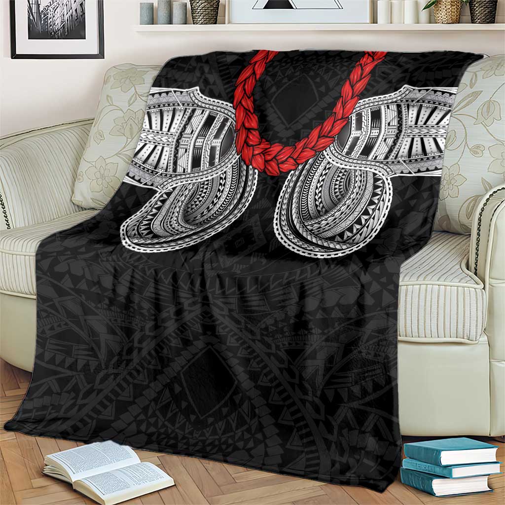 Samoan Traditional Art Tattoos Blanket Tatau Tribal Motifs with Ula Fala Black LT03 - Polynesian Pride