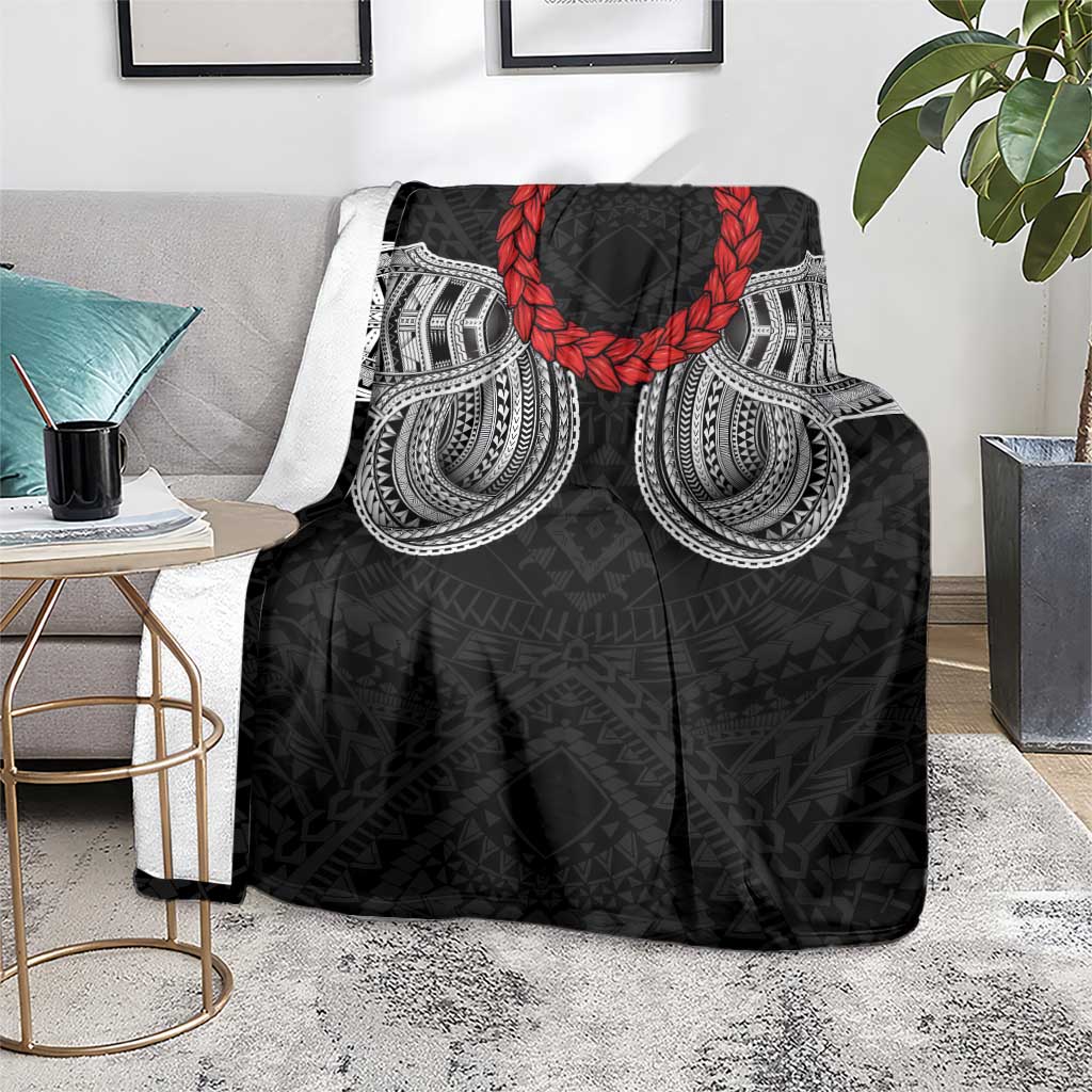 Samoan Traditional Art Tattoos Blanket Tatau Tribal Motifs with Ula Fala Black LT03 - Polynesian Pride