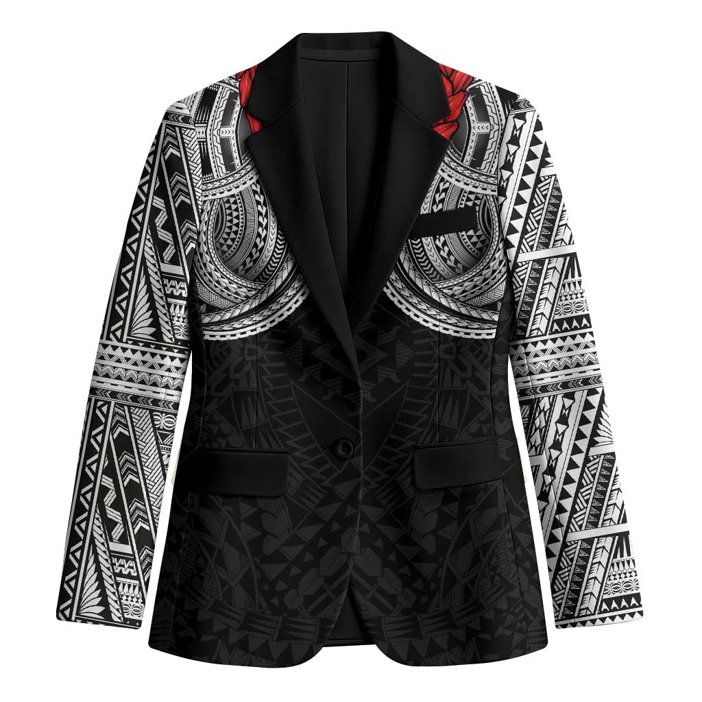 Samoan Traditional Art Tattoos Blazer Tatau Tribal Motifs with Ula Fala Black LT03 Unisex Black - Polynesian Pride