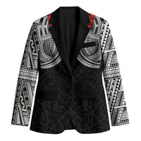 Samoan Traditional Art Tattoos Blazer Tatau Tribal Motifs with Ula Fala Black LT03 Unisex Black - Polynesian Pride