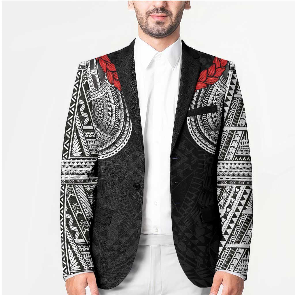 Samoan Traditional Art Tattoos Blazer Tatau Tribal Motifs with Ula Fala Black LT03 - Polynesian Pride