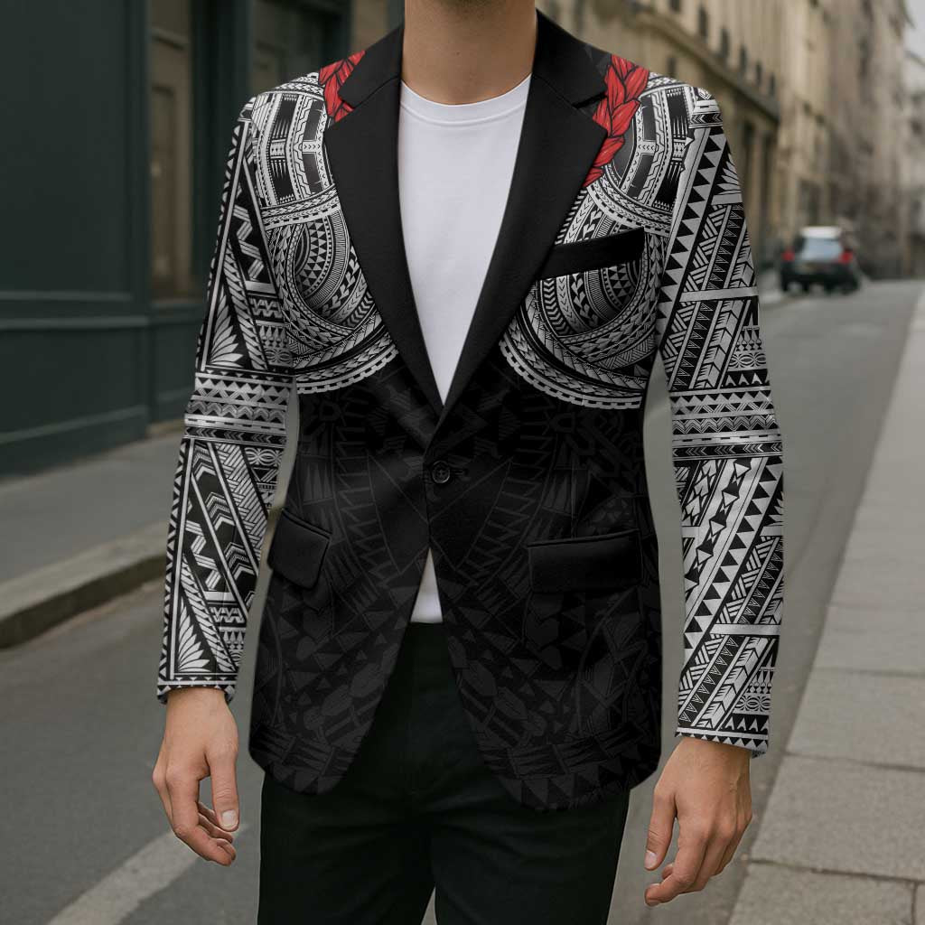 Samoan Traditional Art Tattoos Blazer Tatau Tribal Motifs with Ula Fala Black LT03 - Polynesian Pride