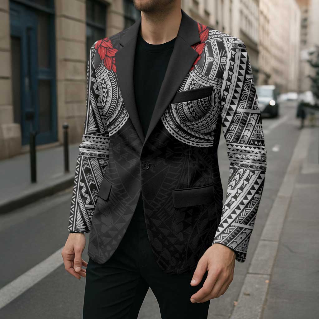 Samoan Traditional Art Tattoos Blazer Tatau Tribal Motifs with Ula Fala Black LT03 - Polynesian Pride