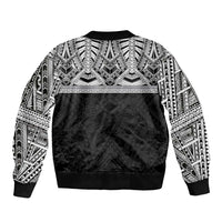 Samoan Traditional Art Tattoos Bomber Jacket Tatau Tribal Motifs with Ula Fala Black LT03 - Polynesian Pride