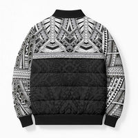 Samoan Traditional Art Tattoos Bomber Puffer Jacket Tatau Tribal Motifs with Ula Fala Black LT03 - Polynesian Pride