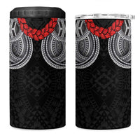 Samoan Traditional Art Tattoos 4 in 1 Can Cooler Tumbler Tatau Tribal Motifs with Ula Fala Black LT03 One Size: 16 oz Black - Polynesian Pride