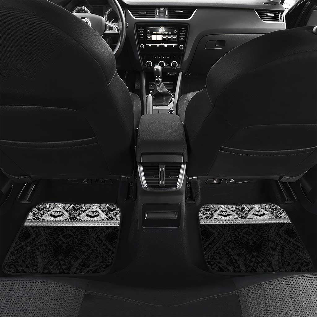 Samoan Traditional Art Tattoos Car Mats Tatau Tribal Motifs with Ula Fala Black LT03 Set 2pcs - Back Black - Polynesian Pride