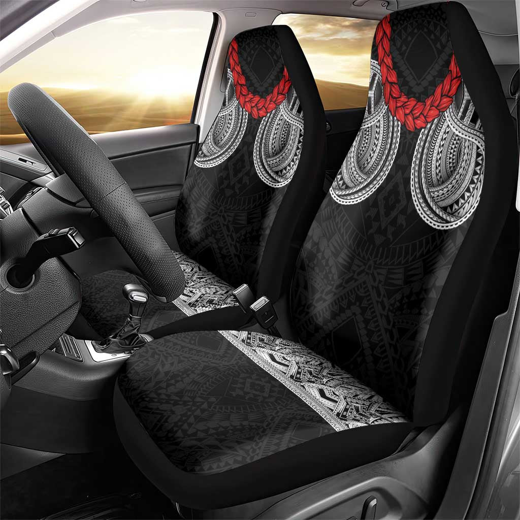 Samoan Traditional Art Tattoos Car Seat Cover Tatau Tribal Motifs with Ula Fala Black LT03 - Polynesian Pride