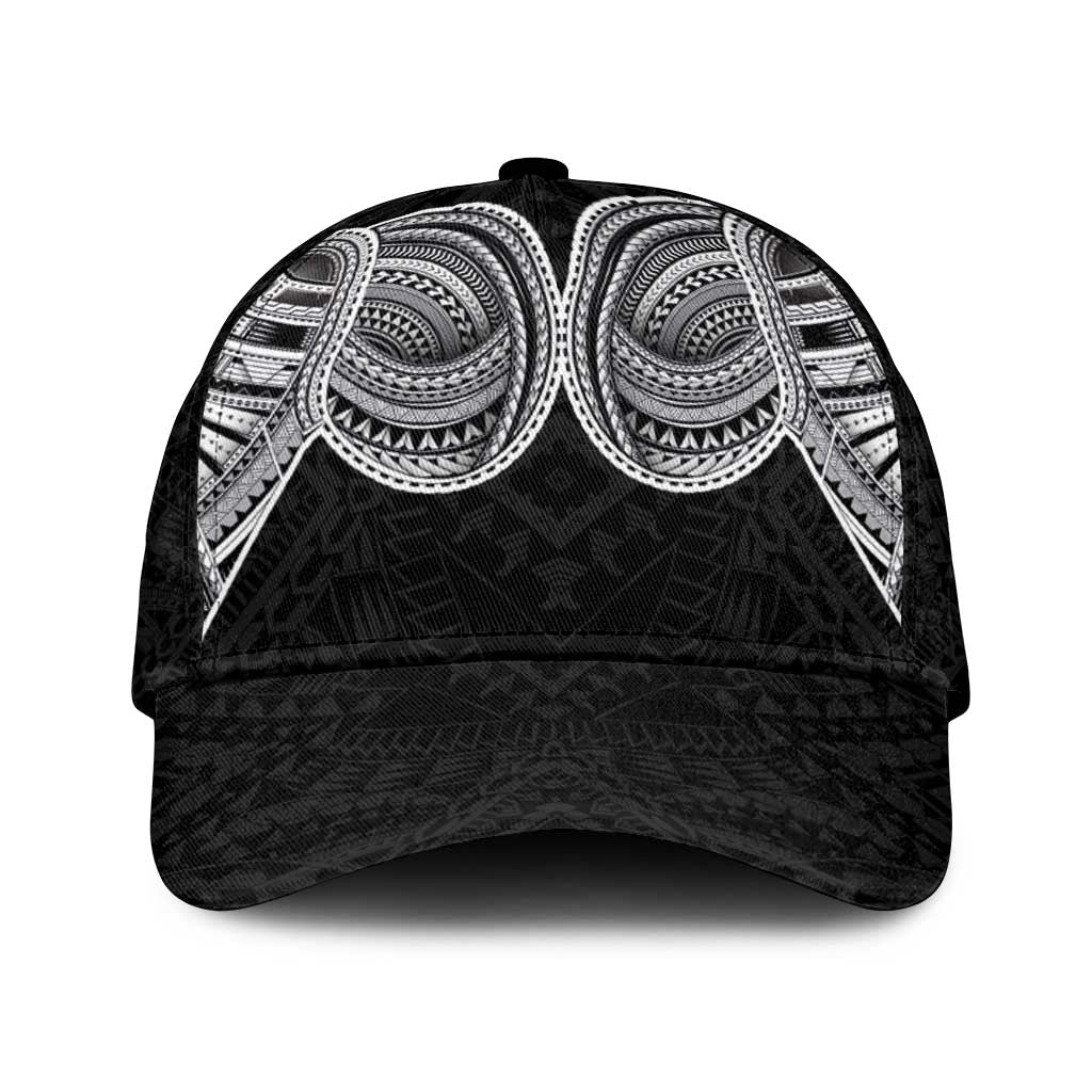 Samoan Traditional Art Tattoos Classic Cap Tatau Tribal Motifs with Ula Fala Black LT03 Universal Fit Black - Polynesian Pride