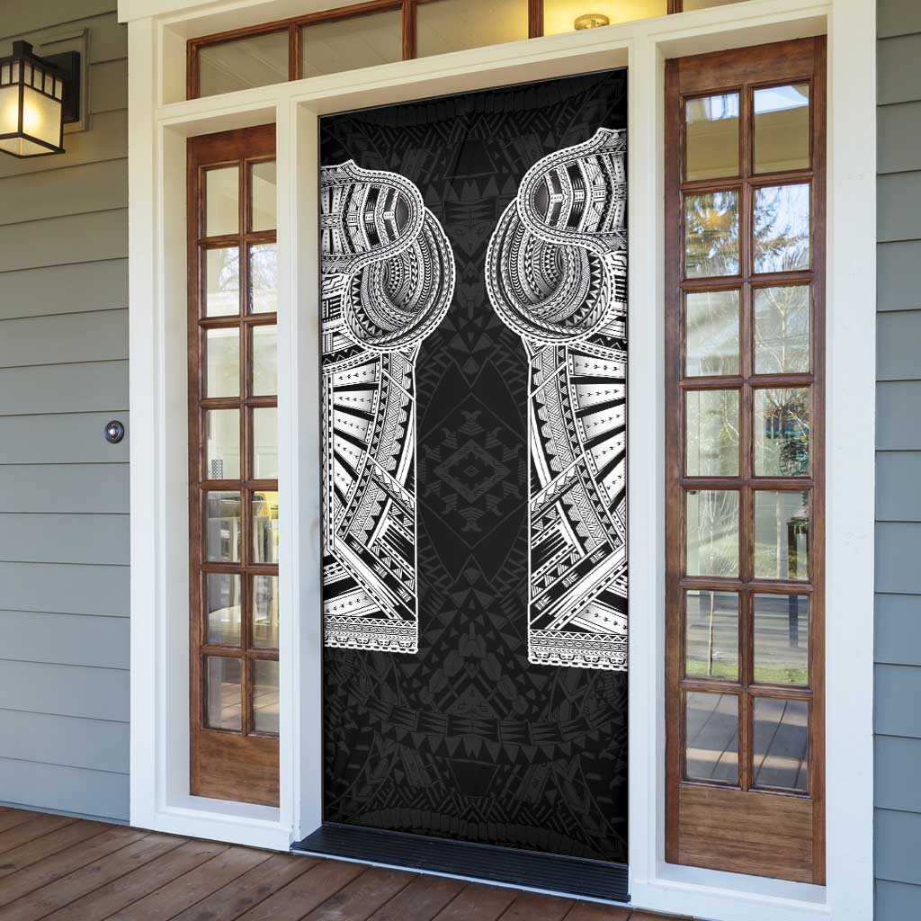 Samoan Traditional Art Tattoos Door Cover Tatau Tribal Motifs with Ula Fala Black LT03 - Polynesian Pride