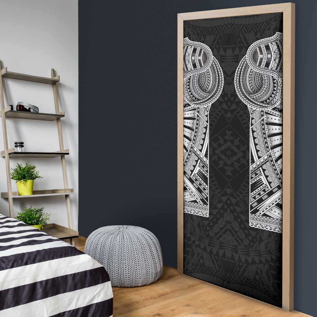 Samoan Traditional Art Tattoos Door Cover Tatau Tribal Motifs with Ula Fala Black LT03 - Polynesian Pride