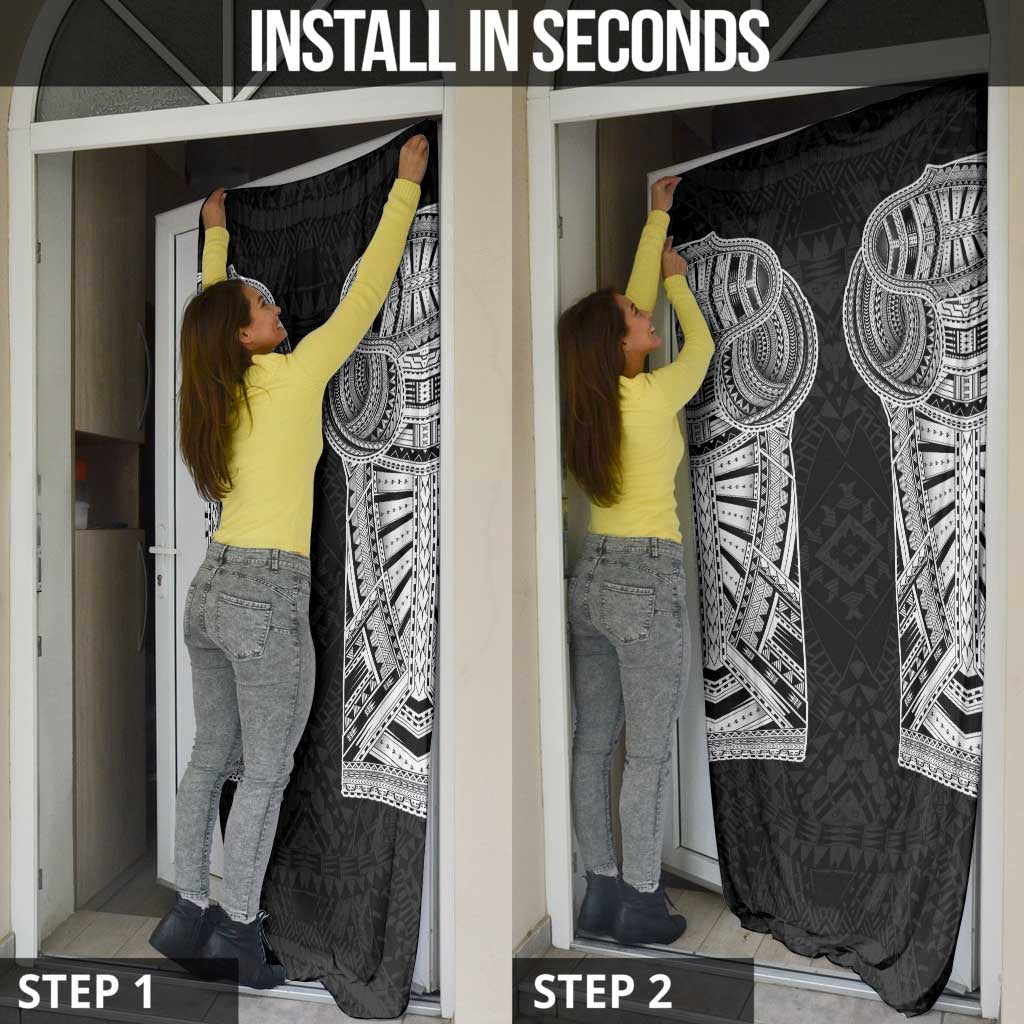 Samoan Traditional Art Tattoos Door Cover Tatau Tribal Motifs with Ula Fala Black LT03 - Polynesian Pride