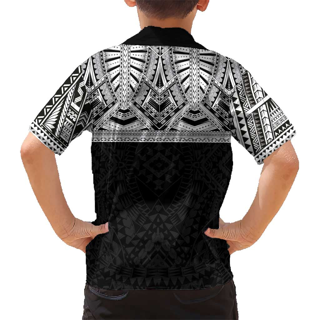 Samoan Traditional Art Tattoos Family Matching Puletasi and Hawaiian Shirt Tatau Tribal Motifs with Ula Fala Black LT03 - Polynesian Pride