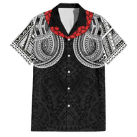 Samoan Traditional Art Tattoos Family Matching Puletasi and Hawaiian Shirt Tatau Tribal Motifs with Ula Fala Black LT03 Dad's Shirt - Short Sleeve Black - Polynesian Pride