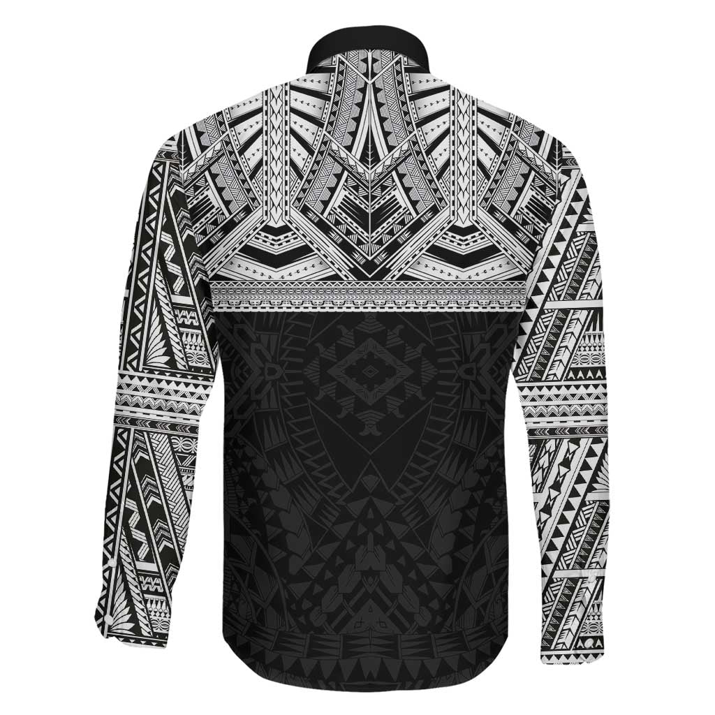 Samoan Traditional Art Tattoos Family Matching Puletasi and Hawaiian Shirt Tatau Tribal Motifs with Ula Fala Black LT03 - Polynesian Pride