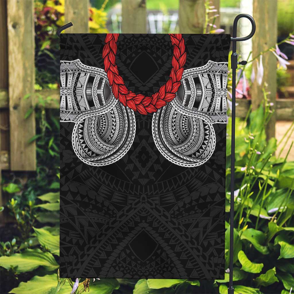 Samoan Traditional Art Tattoos Garden Flag Tatau Tribal Motifs with Ula Fala Black LT03 Garden Flag Black - Polynesian Pride