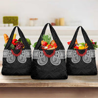 Samoan Traditional Art Tattoos Grocery Bag Tatau Tribal Motifs with Ula Fala Black LT03 3-pack One Size Black - Polynesian Pride