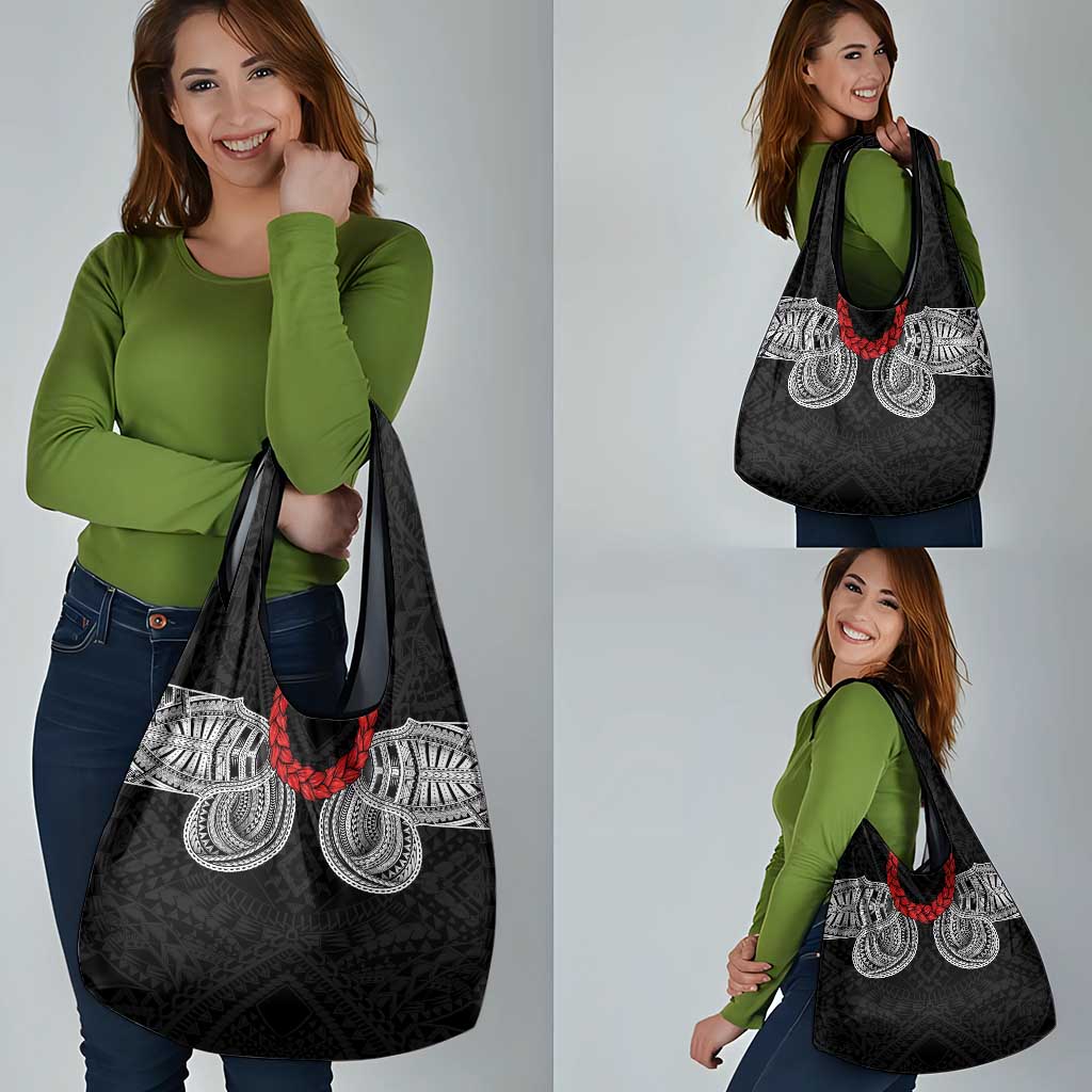 Samoan Traditional Art Tattoos Grocery Bag Tatau Tribal Motifs with Ula Fala Black LT03 - Polynesian Pride