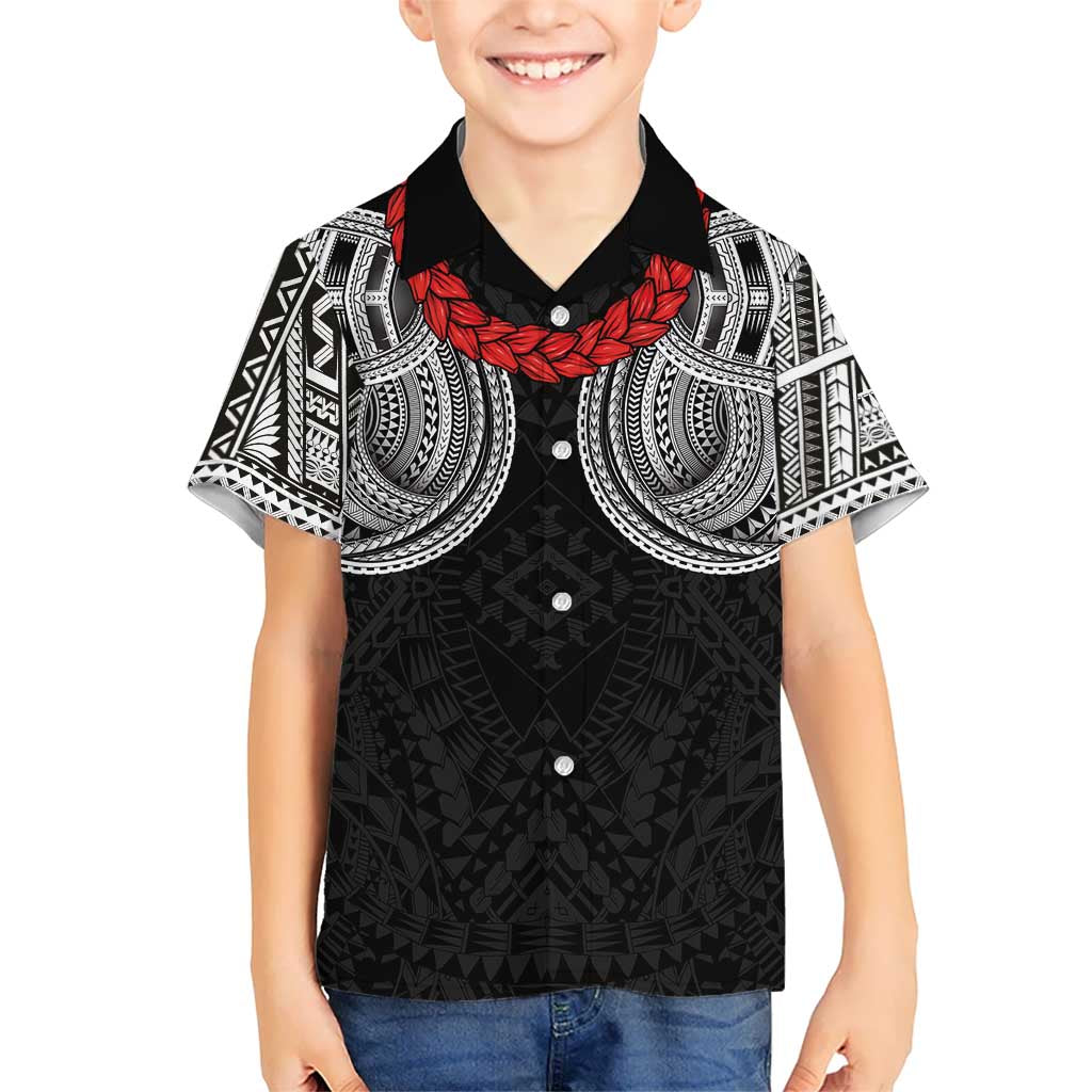 Samoan Traditional Art Tattoos Hawaiian Shirt Tatau Tribal Motifs with Ula Fala Black LT03 - Polynesian Pride