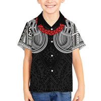 Samoan Traditional Art Tattoos Hawaiian Shirt Tatau Tribal Motifs with Ula Fala Black LT03 - Polynesian Pride