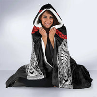 Samoan Traditional Art Tattoos Hooded Blanket Tatau Tribal Motifs with Ula Fala Black LT03 - Polynesian Pride