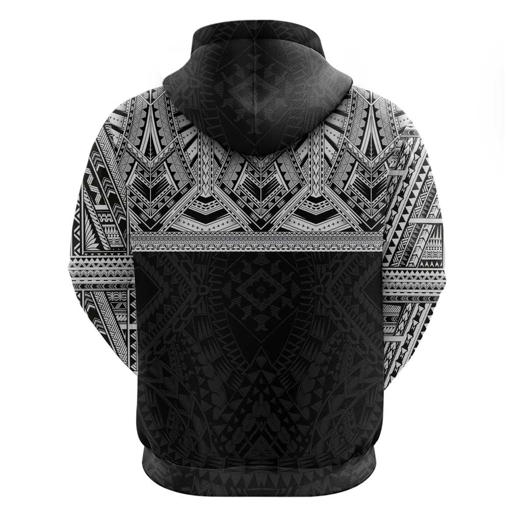 Samoan Traditional Art Tattoos Hoodie Tatau Tribal Motifs with Ula Fala Black LT03 - Polynesian Pride