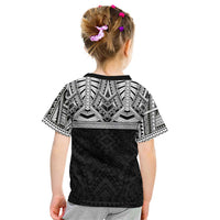 Samoan Traditional Art Tattoos Kid T Shirt Tatau Tribal Motifs with Ula Fala Black LT03 - Polynesian Pride
