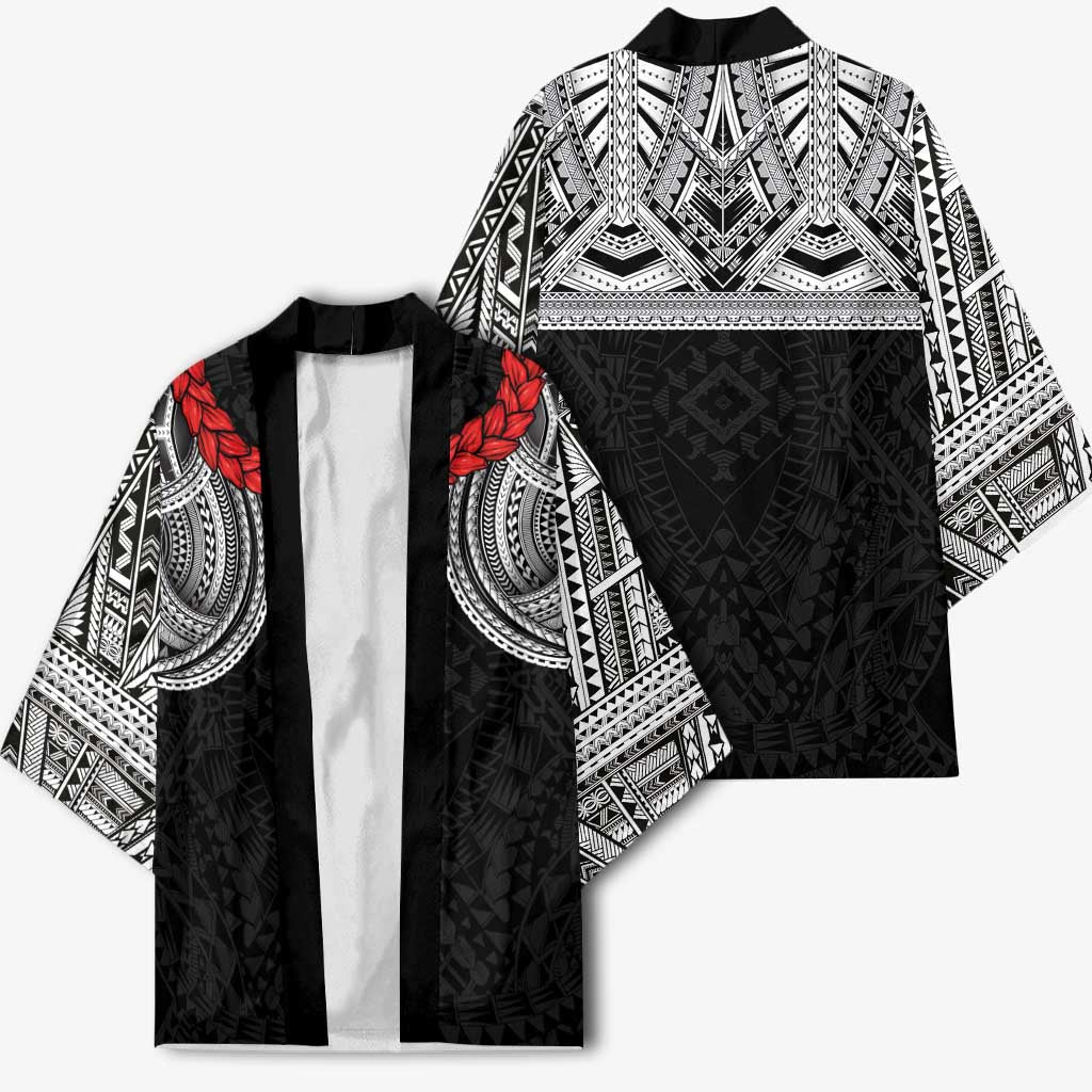 Samoan Traditional Art Tattoos Kimono Tatau Tribal Motifs with Ula Fala Black LT03 - Polynesian Pride