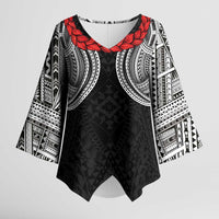 Samoan Traditional Art Tattoos Kimono Sleeve Blouse Tatau Tribal Motifs with Ula Fala Black LT03 Female Black - Polynesian Pride