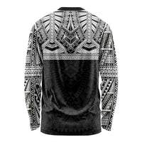 Samoan Traditional Art Tattoos Long Sleeve Shirt Tatau Tribal Motifs with Ula Fala Black LT03 - Polynesian Pride