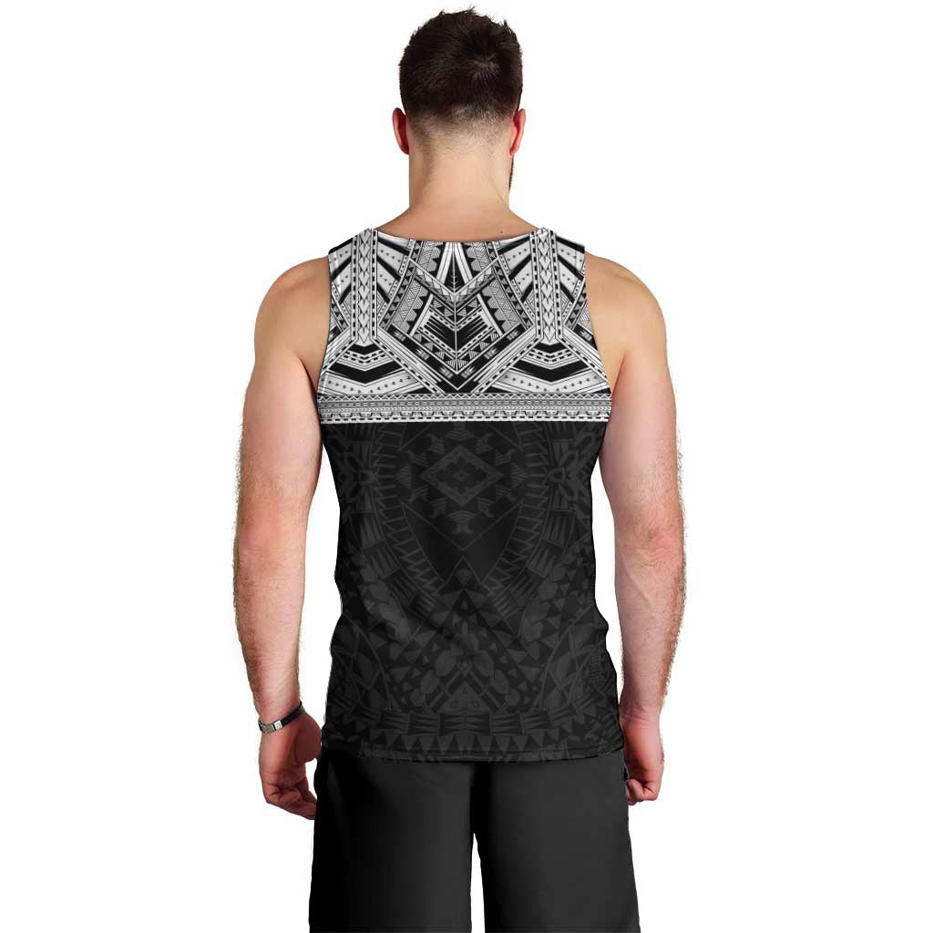 Samoan Traditional Art Tattoos Men Tank Top Tatau Tribal Motifs with Ula Fala Black LT03 - Polynesian Pride