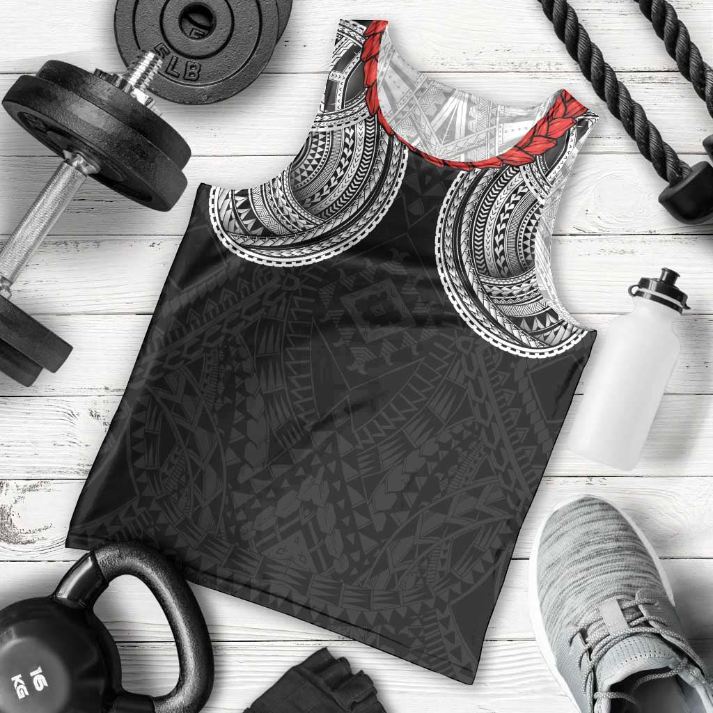 Samoan Traditional Art Tattoos Men Tank Top Tatau Tribal Motifs with Ula Fala Black LT03 - Polynesian Pride