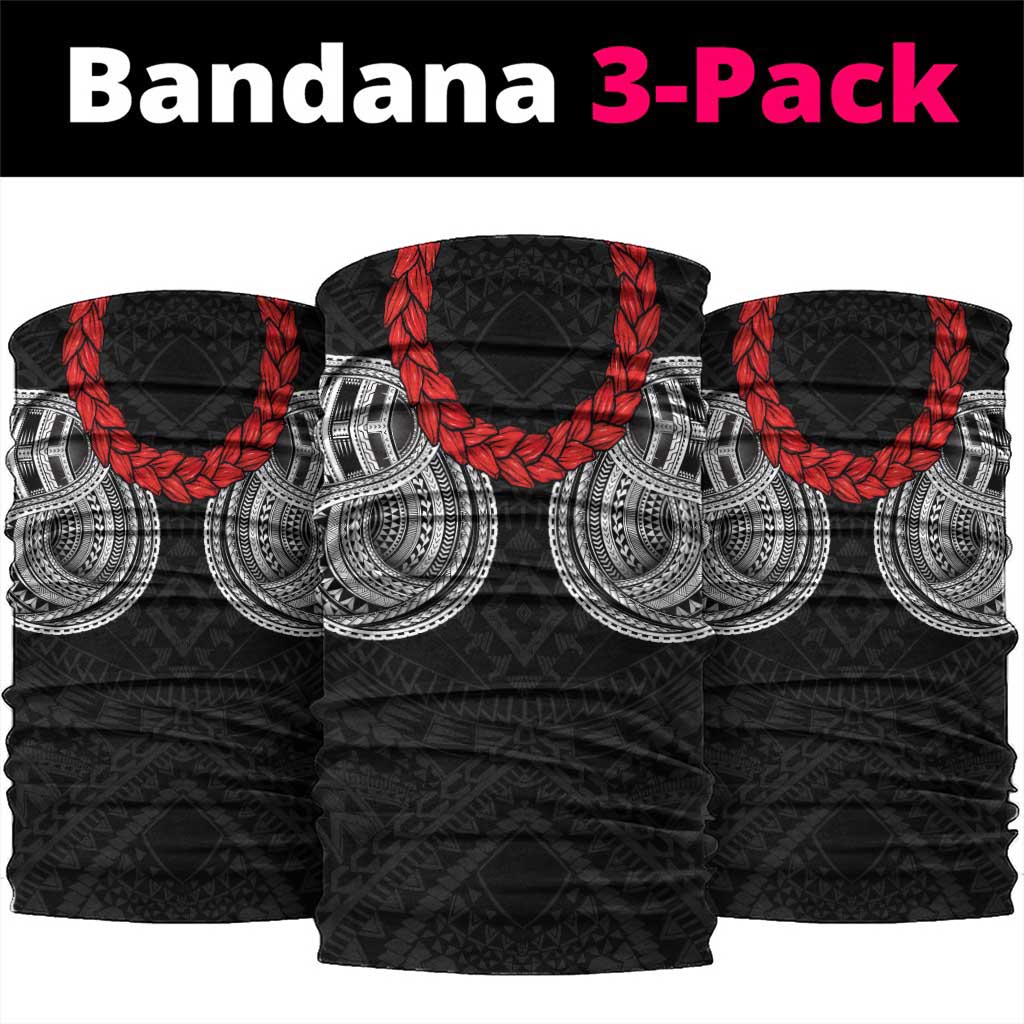 Samoan Traditional Art Tattoos Neck Gaiter Tatau Tribal Motifs with Ula Fala Black LT03 package One Size: 25*50cm Black - Polynesian Pride