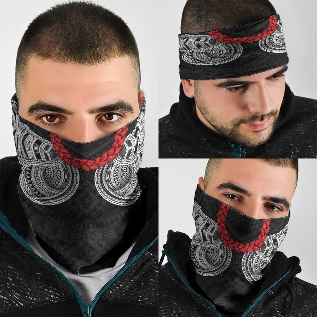 Samoan Traditional Art Tattoos Neck Gaiter Tatau Tribal Motifs with Ula Fala Black LT03 - Polynesian Pride