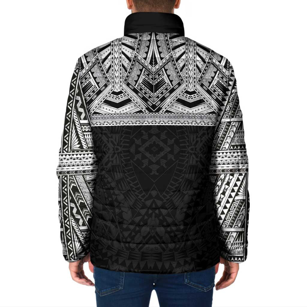 Samoan Traditional Art Tattoos Padded Jacket Tatau Tribal Motifs with Ula Fala Black LT03 - Polynesian Pride