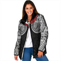 Samoan Traditional Art Tattoos Padded Jacket Tatau Tribal Motifs with Ula Fala Black LT03 Women Black - Polynesian Pride