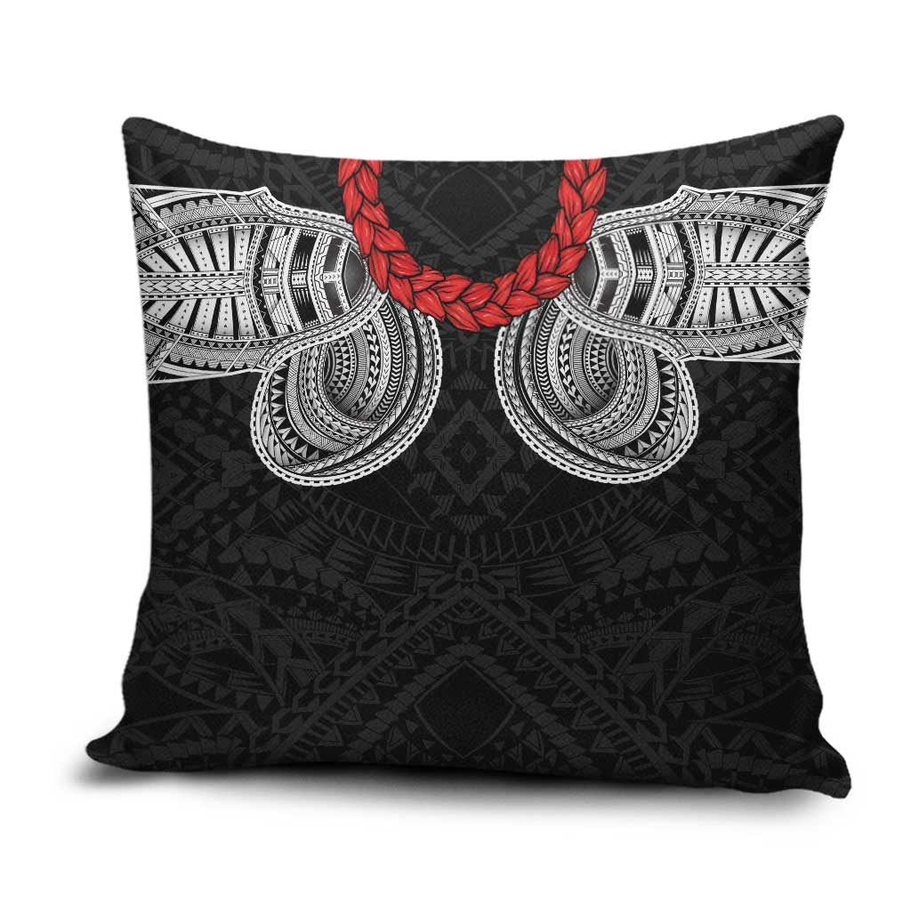 Samoan Traditional Art Tattoos Pillow Cover Tatau Tribal Motifs with Ula Fala Black LT03 Black - Polynesian Pride