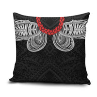 Samoan Traditional Art Tattoos Pillow Cover Tatau Tribal Motifs with Ula Fala Black LT03 Black - Polynesian Pride