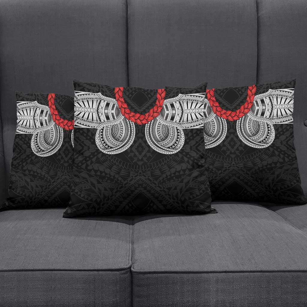 Samoan Traditional Art Tattoos Pillow Cover Tatau Tribal Motifs with Ula Fala Black LT03 - Polynesian Pride