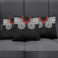 Samoan Traditional Art Tattoos Pillow Cover Tatau Tribal Motifs with Ula Fala Black LT03 - Polynesian Pride