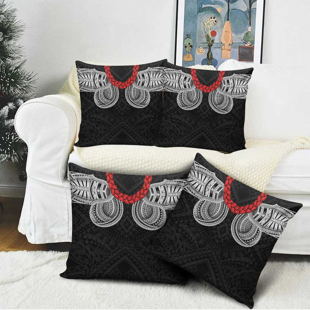Samoan Traditional Art Tattoos Pillow Cover Tatau Tribal Motifs with Ula Fala Black LT03 - Polynesian Pride