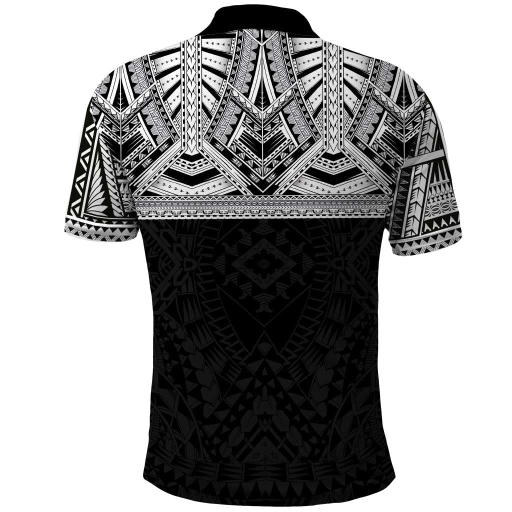 Samoan Traditional Art Tattoos Polo Shirt Tatau Tribal Motifs with Ula Fala Black LT03 - Polynesian Pride