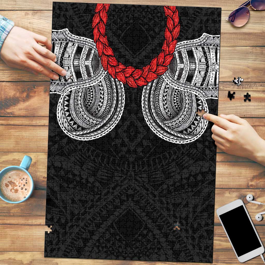 Samoan Traditional Art Tattoos Puzzle Tatau Tribal Motifs with Ula Fala Black LT03 Black - Polynesian Pride