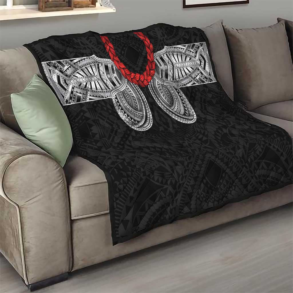 Samoan Traditional Art Tattoos Quilt Tatau Tribal Motifs with Ula Fala Black LT03 - Polynesian Pride