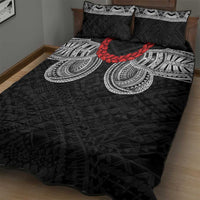 Samoan Traditional Art Tattoos Quilt Bed Set Tatau Tribal Motifs with Ula Fala Black LT03 - Polynesian Pride